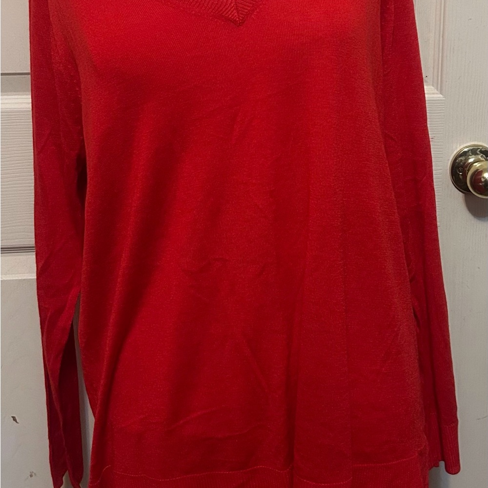 Apt 9 1X Classic Women's Red V-Neck Sweater
